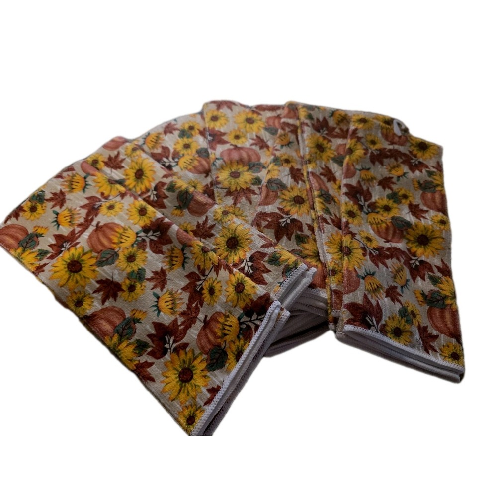 Set of 2 Autumn HARVEST SUNFLOWER TOSS Terry Kitchen Towels